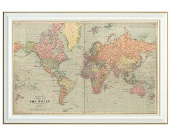 World Map, vintage school map, world atlas, printable art map, printable world map, retro map, antique map, world map with countries