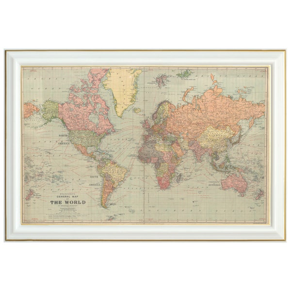 Vintage World Map Print: 1922 Antique Atlas (Digital Download)