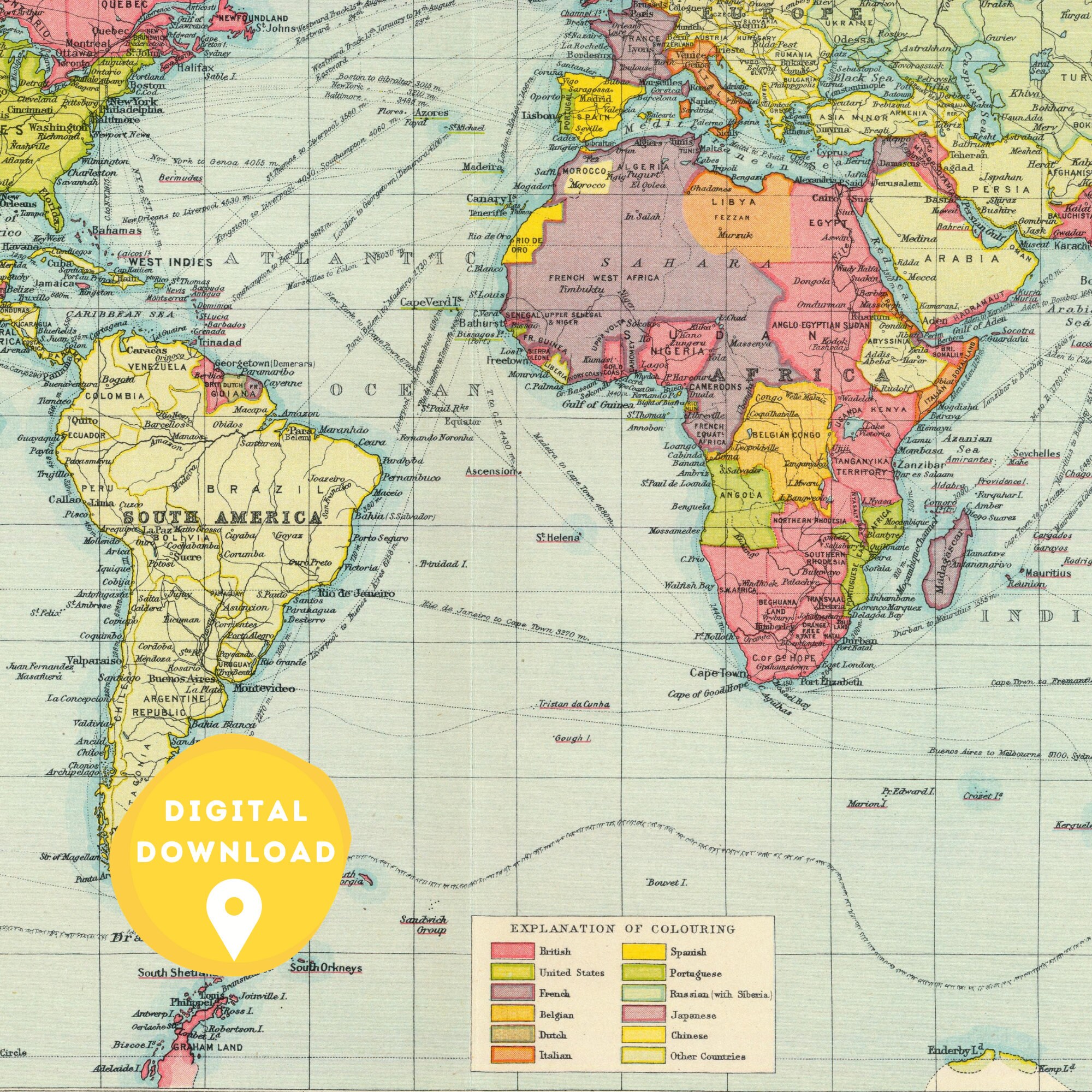 world map poster world atlas printable map world map etsy
