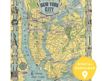 New York City Karte, New York Karte, New York Poster, New York State Karte, New York Wandkunst, alte Karte von New York, New York, Manhattan Karte