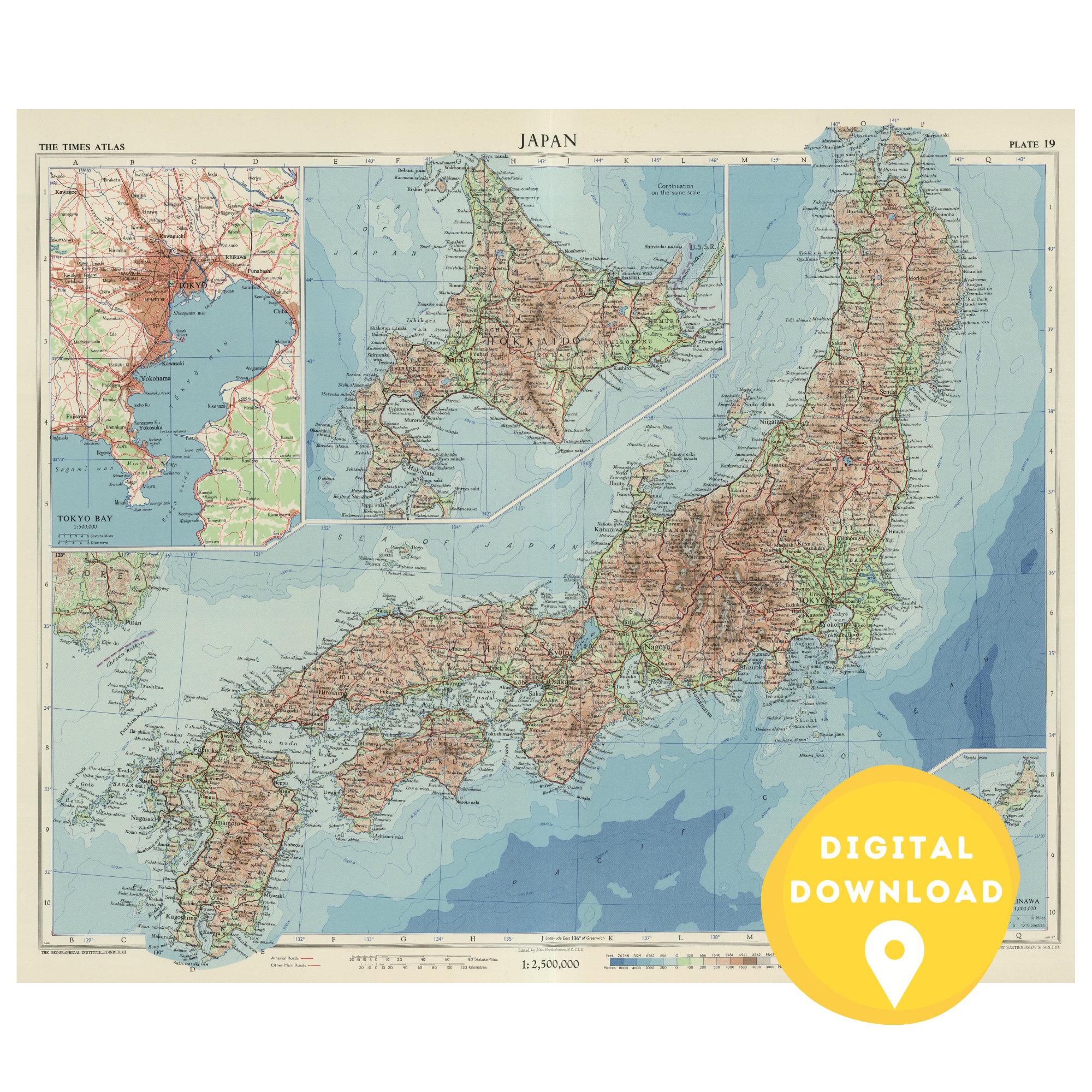 Map of Japan, Japan Map Print, Japan Poster, Japan Map