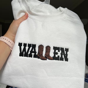 Wallen concert sweatshirt embroidered Wallen merch country music merch embroidered cowboy boots Wallen sweatshirt customizable embroidered