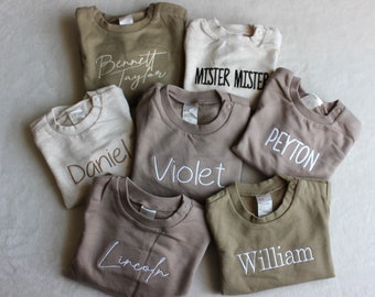 Sudadera con nombre para bebé, sudadera bordada personalizada, sudadera bordada orgánica para niño, sudadera bordada para mamá y yo