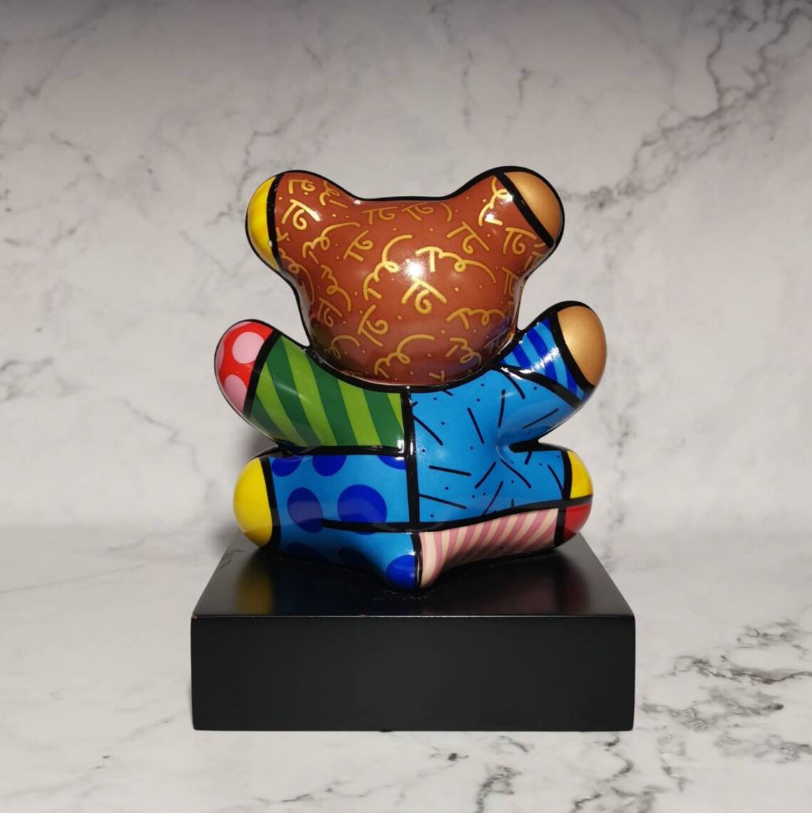 El Oso por Romero BRITTO Porcelana y Base de Madera | Etsy