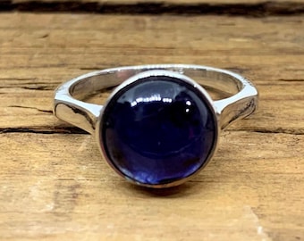 Blue Sapphire Ring, Sapphire cabochon, 925 Sterling Silver Ring, Handmade Gemstone Ring, Sapphire Silver Ring For Her, September Birthstone