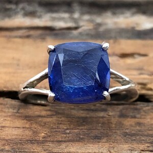 Luster Deep Blue Sapphire 925 Sterling Silver Ring Cushion Shape Sapphire Ring Best For Positive Environment & Good Luck Beautiful Design