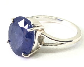 Blauer Saphir Oval Ring, 925 Sterling Silber Ring, zierlicher Ring, Handgemachter Ring, Geburtsstein Ring, Solitär Ring, Verlobungsring