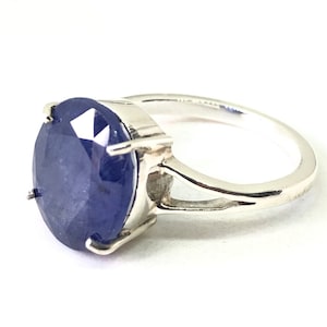 Blue Sapphire Oval Ring, 925 Sterling Silver Ring, Dainty Ring, Handmade Ring, September Birthstone Ring, Solitaire Ring, Engagement Ring