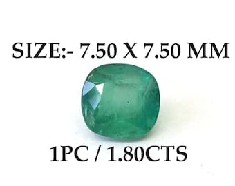 1.80 Ct Zambian Natural Emerald Square Cushion Shape Size 7.5x7.5 mm Unique Quality Valuable Cut Loose Gemstone For Making Beautiful Jewelry