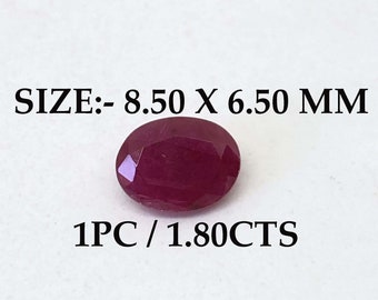 1.80 Carat, 100% Natural Certified Ruby, Oval Shape, Size 8.50x6.50 mm, Cut Faceted Loose Gemstone,July Birthstone,Clean Surface Luster Ruby