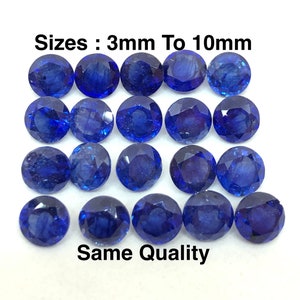 Blue Sapphire Round Shape Cut Faceted Loose Gemstone Size 3mm, 4mm, 5mm, 6mm, 7mm, 8mm, 9mm & 10mm Good Quality Best Seller Item Of Our Shop