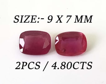 4.80 Ct Natural Ruby Cushion Pair Shape Size 9X7 mm Cut Faceted  Attractive High Quality Fine Loose Gemstone Best Making Earring  Jewelry