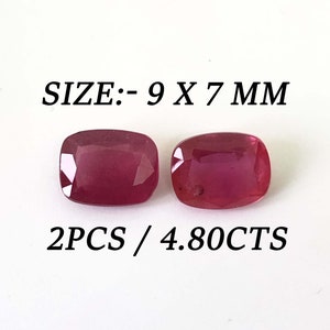 Può includere: Due pietre preziose rosse, ciascuna misura 9 x 7 mm, per un peso totale di 4,80 carati.  SIZE: - 9 X 7 MM 2PCS / 4.80CTS
