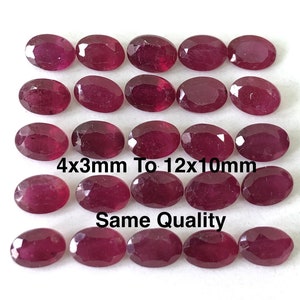 Dark Red Ruby Oval Shape Cut Faceted Size 4x3, 5x3, 5x4, 6x4, 7x5, 8x6, 9x7, 10x8, 11x9 & 12x10 Medium/Low Quality Ruby For Jewelry