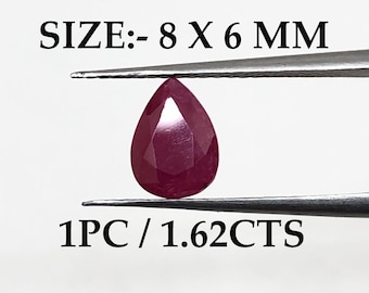 1.62 Ct Natural Mozambique Ruby Pear Shape Size 8x6 mm Cut Faceted AAA+ Quality Loose Gemstone Best For Making Jewelry-Helpful for good luck