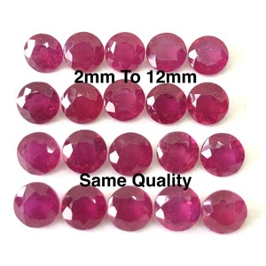 Red Ruby Round Shape Cut Faceted Loose Gemstone Size 2mm, 3mm, 4mm, 5mm, 6mm, 7mm, 8mm, 9mm, 10mm, 11mm & 12mm Top Quality Best Seller Item image 1