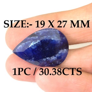 30.38 Ct Blue Sapphire Pear Shape Size 19x27 mm Cut Faceted Loose Gemstone For Making Jewelry