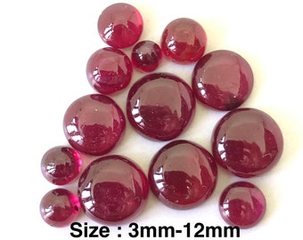 Cabochon rond rubis rouge, pierres précieuses en vrac : 3 mm, 4 mm, 5 mm, 6 mm, 7 mm, 8 mm, 9 mm, 10 mm, 11 mm et 12 mm Meilleur article de la boutique Bijoux