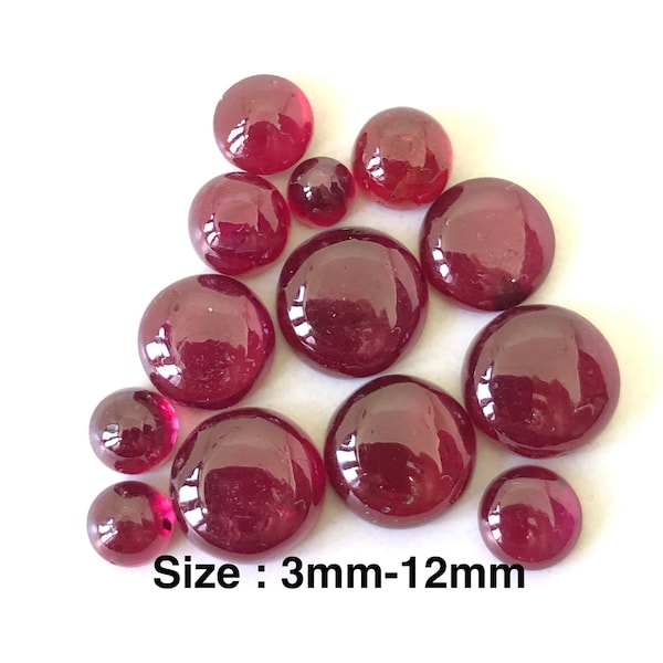 Cabochon rond rubis rouge, pierres précieuses en vrac : 3 mm, 4 mm, 5 mm, 6 mm, 7 mm, 8 mm, 9 mm, 10 mm, 11 mm et 12 mm Meilleur article de la boutique Bijoux