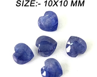 24.44 Carat Natural Deep Blue Sapphire -Heart Shape- Size 10 mm Loose Gemstone- Jewelry Making Sapphire-Precious Sapphire-5 Pcs Lot Sapphire