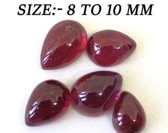 14.16 Ct RUBY Pear Shape Cabochon 8 To 10 mm Wholesale Lot 5 Piece Beautiful A1 Quality Loose Gemstone Making Jewelry Necklace