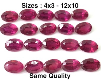 Ruby Oval Shape Cut Faceted Loose Gemstone Size 4x3, 5x3, 5x4, 6x4, 7x5, 8x6, 9x7, 10x8, 11x9 & 12x10 AAA Quality Best Seller Item Of Shop