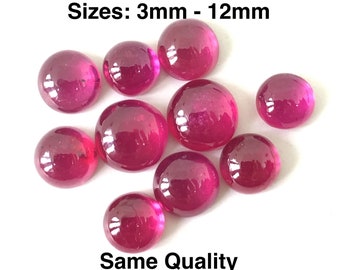 Ruby Round Cabochon Loose Gemstone Size 3mm, 4mm, 5mm, 6mm, 7mm, 8mm, 9mm, 10mm, 11mm & 12mm Top AAA Quality Ruby All Matching Stone