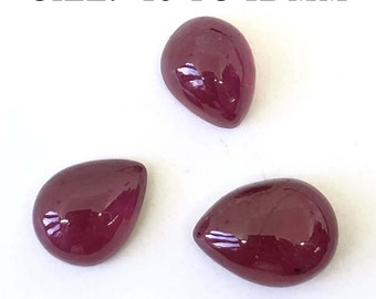 12.76 Ct RUBY  Pear Shape Cabochon 10 To 12 mm Wholesale Lot 3 Piece Beautiful A1 Quality Loose Gemstone Making Jewelry Necklace