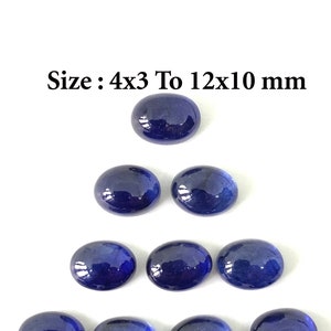 May include: Nine oval-shaped blue gemstones of varying sizes, ranging from 4x3 mm to 12x10 mm. The text "Size: 4x3 To 12x10 mm" and "Same Quality" are printed below the gemstones.
