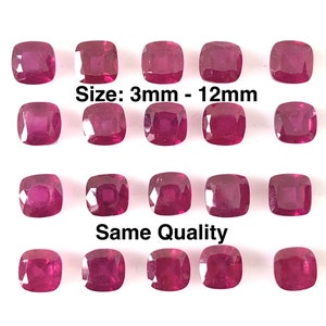 Red Ruby Cushion Shape Cut Faceted Size 3mm, 4mm, 5mm, 6mm, 7mm, 8mm, 9mm, 10mm, 11mm, 12mm AAA Quality Best Seller Item Of Shop
