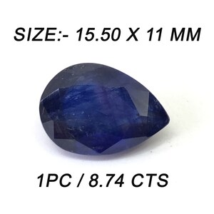8.74 Ct Deep Blue Sapphire Pear Shape 15.5x11 mm Corte facetado Blue Sapphire Loose Gemstone Making Jewelry, sapphire jewelry making gemstone