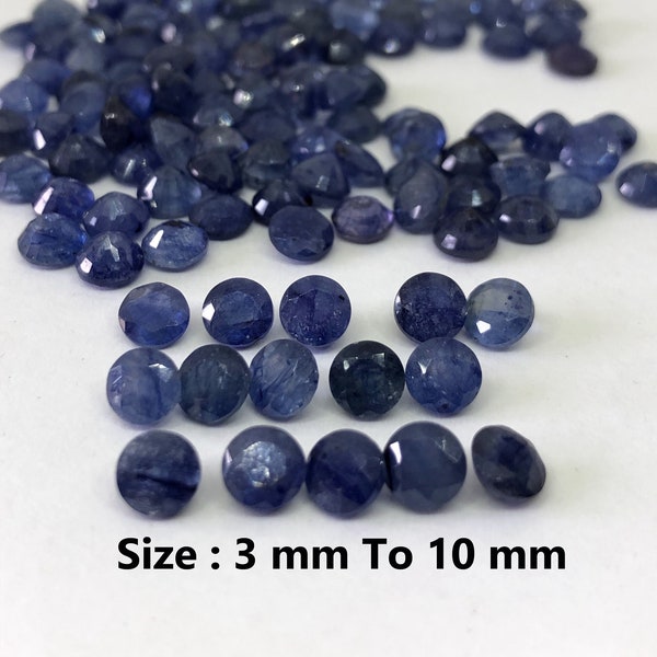 AA Quality Blue Sapphire Round Shape Cut Faceted Loose Gemstone Medium Quality Size 3mm to 12mm Low Quality Product in Very Reasonable Price
