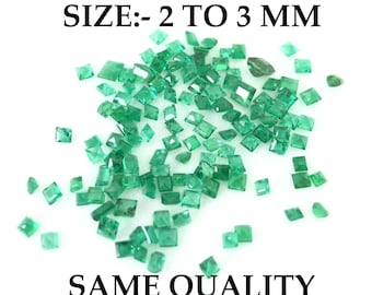 2 To 3 mm Natural Emerald Square Shape Top Quality Cut Faceted Mix Lot Loose Gemstone Best For Making Amazing Emerald Masterpiece Jewelry