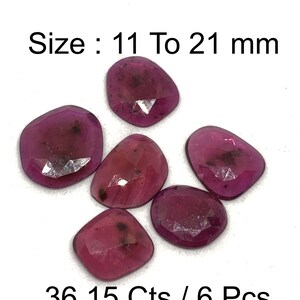 36,15 ct svarta prickar djupröd rubin blandad form storlek 11 till 21 mm lång 6 st fantastiska rosenslipade ädelstenar bäst för att göra hängen, ringar och smycken