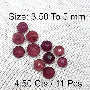 4.50 Ct Beautiful Rose Cut Ruby 11 Pcs Lot Round Shape Size 3.50 To 5 mm Gemstone For Making Ring,Pendant Jewelry-Medium Quality Mini Ruby