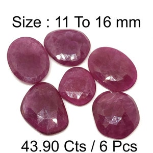 43.90 Ct Rose Cut Ruby-Fancy Shape -Size 11 To 16 mm Long -Jewelry Making Gemstone-July Birthstone - Medium Quality 6 Pcs Lot - Energy Stone
