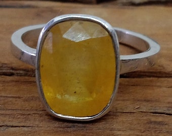 Rare Yellow Sapphire Ring, 925 Sterling Silver Ring, Yellow Color Stone Ring , 925 Stamp Ring,Solid Silver Ring,Dainty Handmade Ring