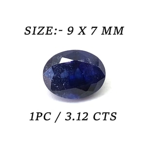 3.12 Ct zafiro azul forma ovalada 9X7 mm corte facetado piedra preciosa suelta, zafiro azul joyería haciendo piedras preciosas, zafiro azul profundo, calidad AAA