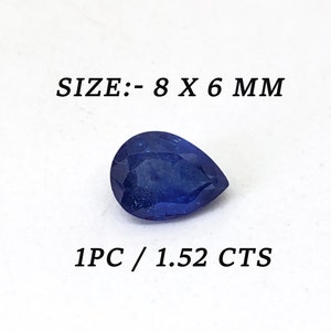 1.52 Ct Blue Sapphire 1 Unique Pear Cut Faceted Size 8x6 mm Precious Loose Gemstone For Jewelry Making, AAA Quality Luster Sapphire