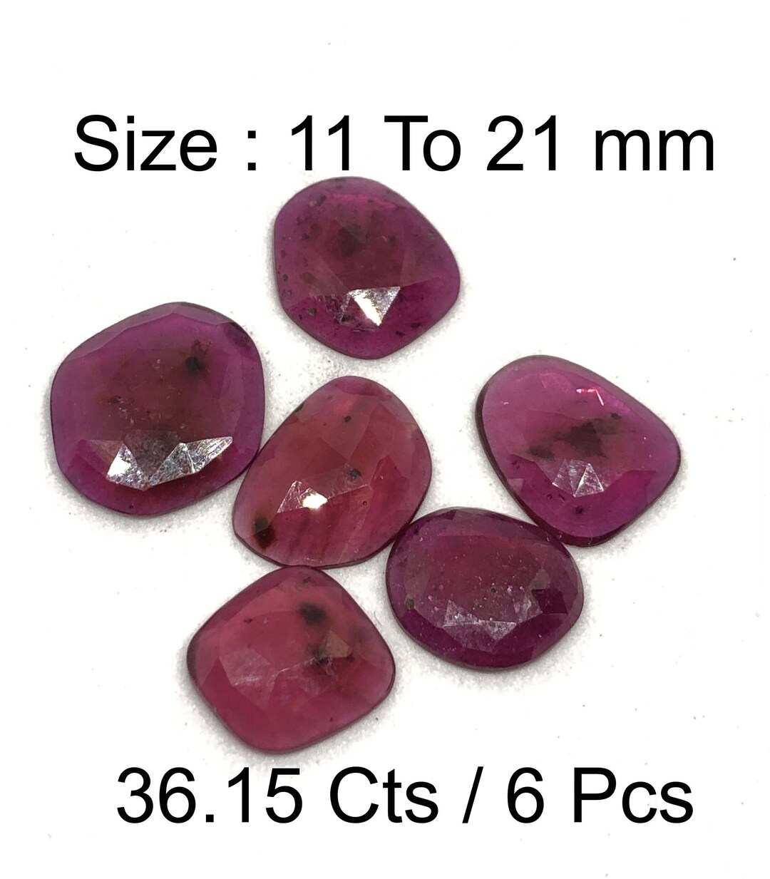 Ruby Mix 36.15 Ct Black Spots Deep Red Ruby Mix Shape Size 11 to 21 Mm Long 6 ...