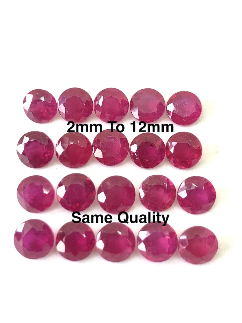 Red Ruby Round Shape Cut Faceted Loose Gemstone Size 2mm, 3mm, 4mm, 5mm, 6mm, 7mm, 8mm, 9mm, 10mm, 11mm & 12mm Top Quality Best Seller Item image 1