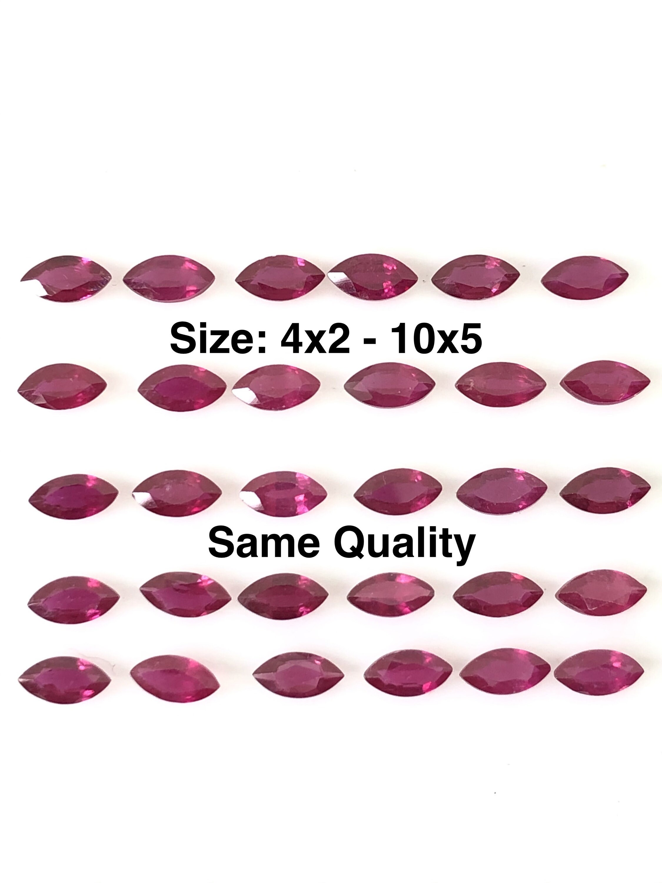 Lot de 10 pierres précieuses en vrac calibrées marquise 8 x 4 mm