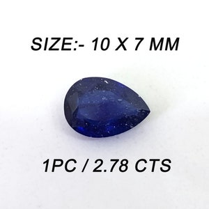 2.78 Ct Zafiro azul Forma de pera Corte facetado 10x7 mm Zafiro Piedra preciosa suelta Lo mejor para hacer joyas de anillos/colgantes