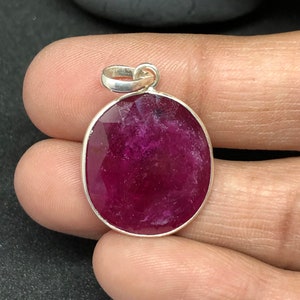 Excellent Rose Cut Ruby In 925 Solid Sterling Silver Pendant,Handmade Pendant,Ruby crystal pendant,Beautiful July Birthstone Pendant For Her