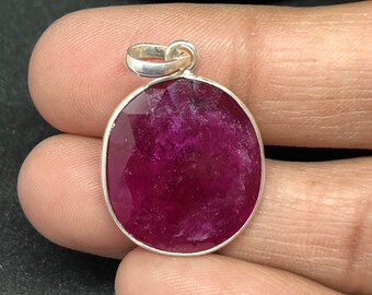 Excellent Rose Cut Ruby In 925 Solid Sterling Silver Pendant,Handmade Pendant,Ruby crystal pendant,Beautiful July Birthstone Pendant For Her