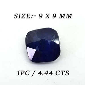 4.44 Ct azul profundo zafiro cojín forma tamaño 9x9 mm corte facetado piedra preciosa suelta, joyería haciendo zafiro, dar al medio ambiente un ambiente positivo