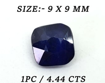 4.44 Ct Deep Blue Sapphire Cushion Shape Size 9x9 mm Cut Faceted Loose Gemstone, Jewelry Making Sapphire, Give Environment a Positive Vibe