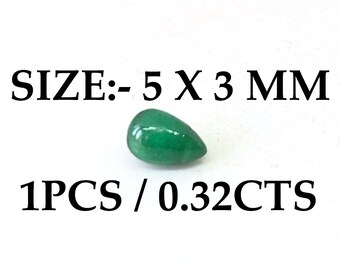 0,32 ct foret émeraude larme taille 5 x 3 mm cabochon poli lisse pour accrocher des bijoux-pierre de naissance de mai pour la bonne chance et un environnement positif