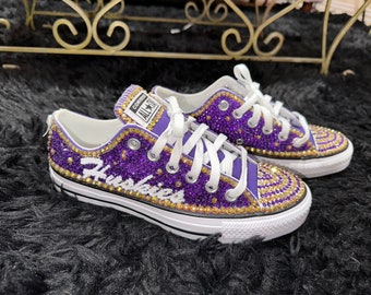 Rhinestones shoes, bling sneakers, sparkle shoes, college team, sports teams, birthday, personalized shoes