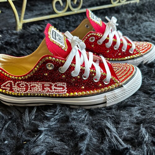 Custom Rhinestones Converse Sports Team Shoes Bling Etsy